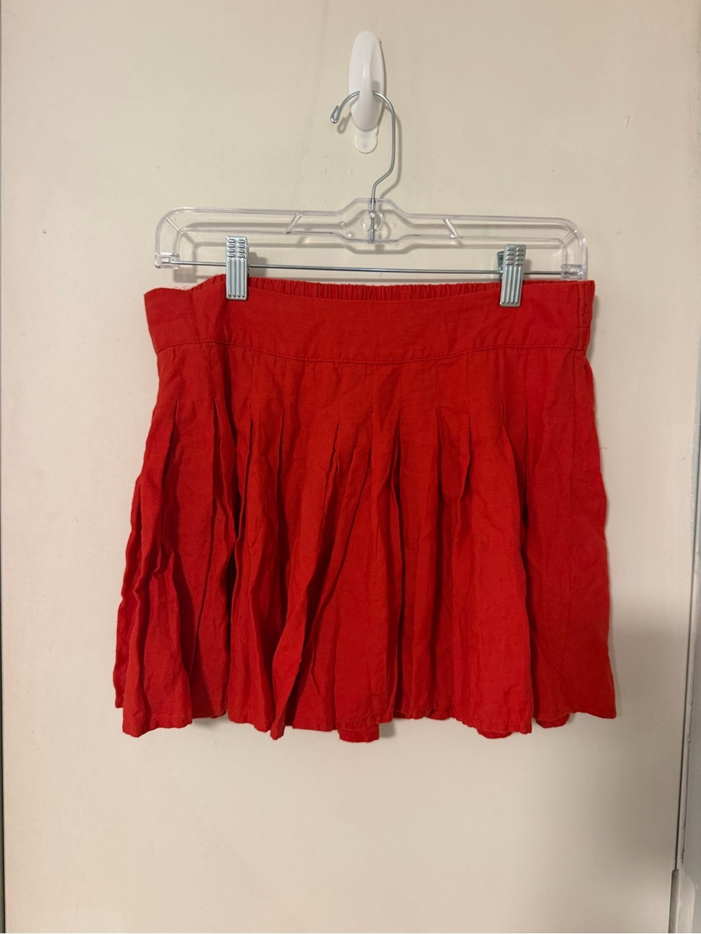 Free People Red Pleated Mini Skirt